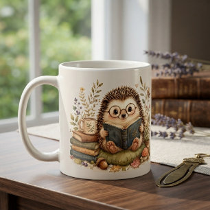 Caneca De Café Arte de Aquarela doouriço-leitor