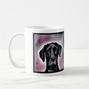 Caneca De Café Arte de Aquarela Preta Grande Dane