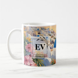 Caneca De Café Arte de Aquarela Santorini impressionante em Mug