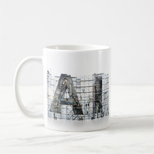 Caneca De Café Arte de Arquitetura de Letra Industrial de IA