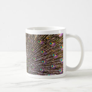 Caneca De Café Arte de Ave e Pena de Pavão Elegante