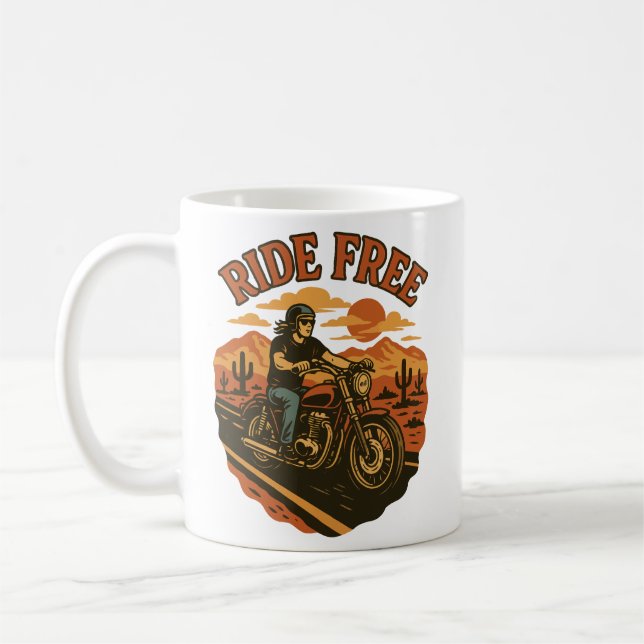 Caneca De Café Arte De Aventura De Motocicleta De Carro Livre (Esquerda)