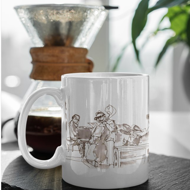Caneca De Café Arte de banda de jazz (Criador carregado)