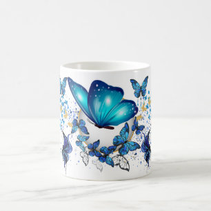Caneca De Café Arte de Borboleta Colorida com Asa Vibrante na nat