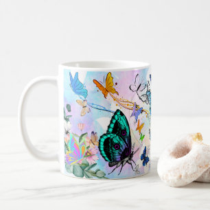 Caneca De Café Arte de Borboleta Colorida com Asa Vibrante na nat