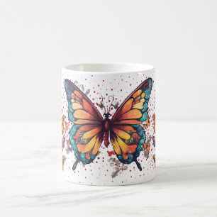 Caneca De Café Arte de Borboleta Colorida com Asa Vibrante na nat