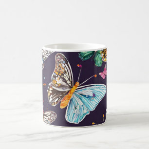 Caneca De Café Arte de Borboleta Colorida com Asa Vibrante na nat