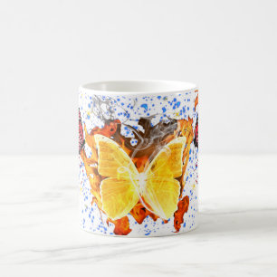 Caneca De Café Arte de Borboleta Colorida com Asa Vibrante na nat