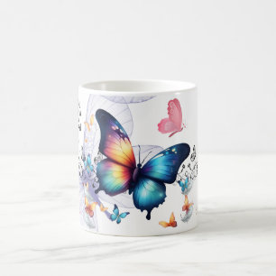 Caneca De Café Arte de Borboleta Colorida com Asa Vibrante nature