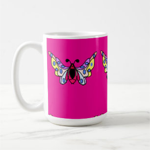 Caneca De Café Arte de Borboleta Folclórica Moderna Vibrante Pers
