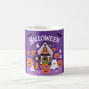 Caneca De Café Arte de Bruxas Whimsical para Celebrações Spooky