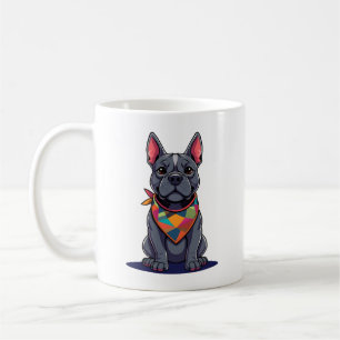 Caneca De Café Arte de cachorro Pitbull francês fofo com bandana