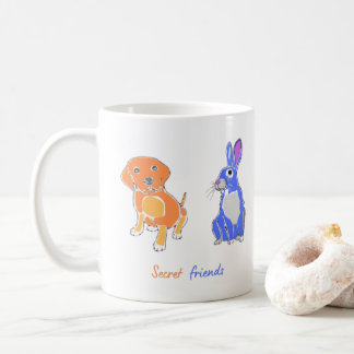 Caneca De Café Arte De Cão E Coelho Ilustrada Com na moda