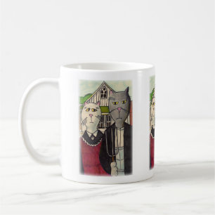 Caneca De Café Arte de Caráter Clássico Gótico Americat Gótic