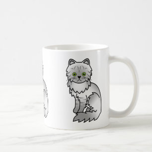 Caneca De Café Arte de Cartografia de Gato Persa de Silver Tabby 