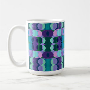 Caneca De Café Arte de Círculo Geométrico em Tons Frios
