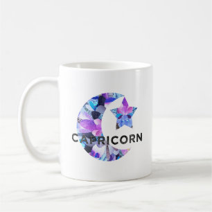 Caneca De Café Arte de Colagem da Lua Crescente e Estrela do Zodí