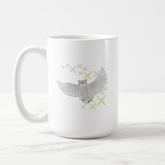 Caneca De Café Arte de Coruja Estrela Fofa (Esquerda)