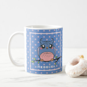 Caneca De Café Arte de coruja fofa com bolinhas personalizadas az