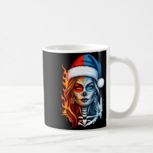 Caneca De Café Arte de Crânio de Açúcar de Natal Mulher Chapéu de