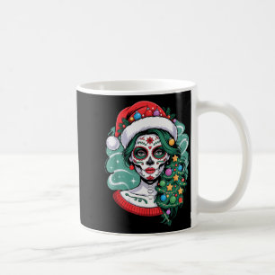 Caneca De Café Arte de Crânio de Açúcar de Natal Mulher Chapéu de