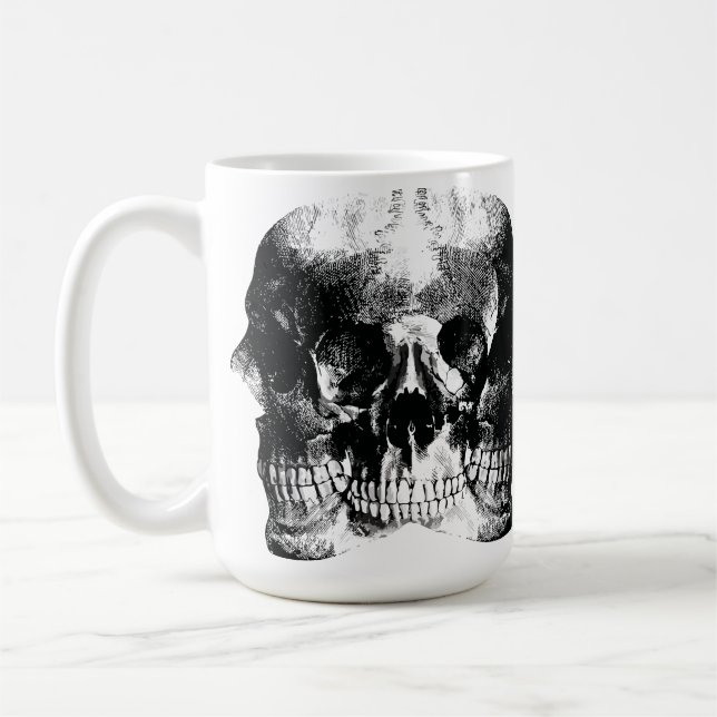 Caneca De Café Arte de Crânio Gótico Sombrio (Esquerda)