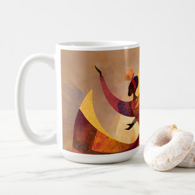 Caneca De Café Arte de Dança de Casal Africano (Com Donut)