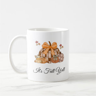 Caneca De Café Arte de decoração de outono com abóbora xadrez fof