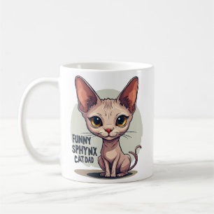 Caneca De Café Arte de desenho animado de pai de gato Sphynx engr