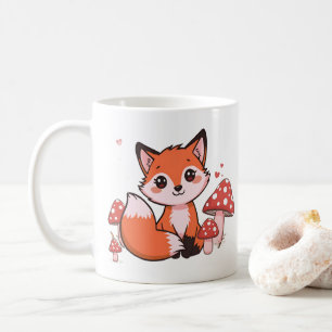 Caneca De Café Arte de desenho animado de uma raposa Kawaii fofa