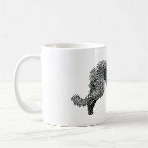 Caneca De Café Arte de Desenho de Linha de Cão de Bedlington Whip