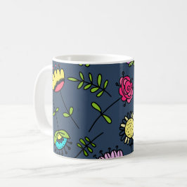 Caneca De Café Arte de Design de Padrão Floral Caprichoso
