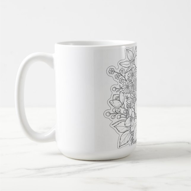 Caneca De Café arte de design floral (Esquerda)