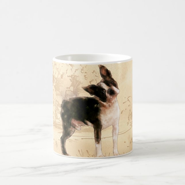 Caneca De Café Arte de Digitas da aguarela de Boston Terrier (Centro)