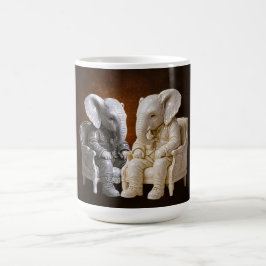 Caneca De Café Arte de Dois Cavalheiros Elefantes