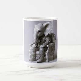 Caneca De Café Arte de Elefante Monocromático Elegante