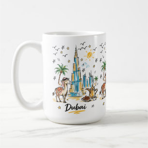 Caneca De Café Arte de esboço da encantadora paisagem de Dubai