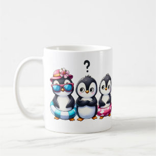 Caneca De Café Arte de Família de Trio de Pinguins Fofos