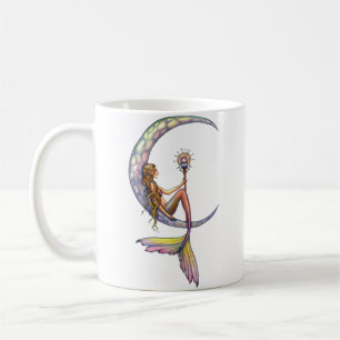 Caneca De Café Arte de Fantasia da Sereia Lua