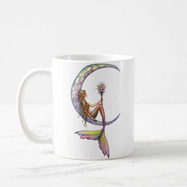 Caneca De Café Arte de Fantasia da Sereia Lua (Esquerda)