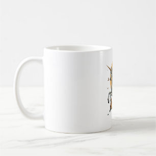 Caneca De Café Arte de Fantasia de Unicórnio ao Luar Vintage com 