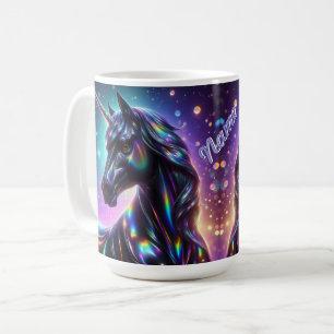 Caneca De Café Arte de Fantasia de Unicórnio Prisma Arco-íris Per