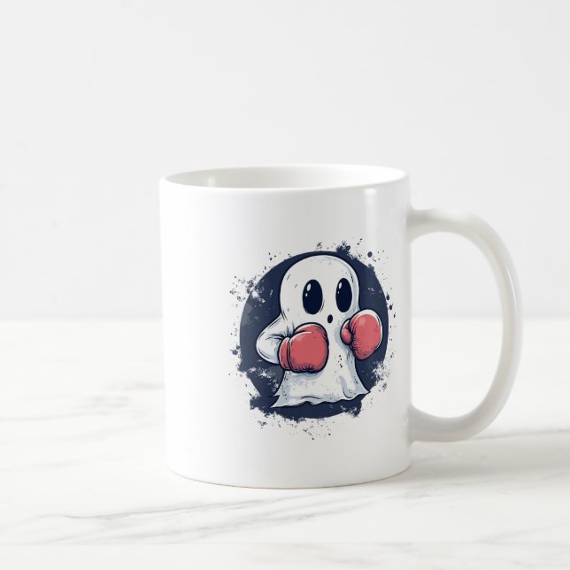 Caneca De Café Arte de Fantasma de Boxe Fofo (Direita)