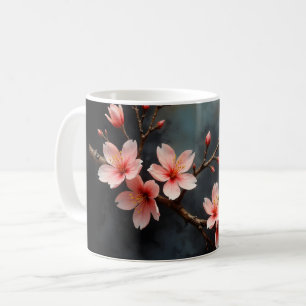 Caneca De Café Arte de Flor de Pêssego Vietnamita