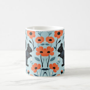 Caneca De Café Arte de Flores da Primavera Esquilo 