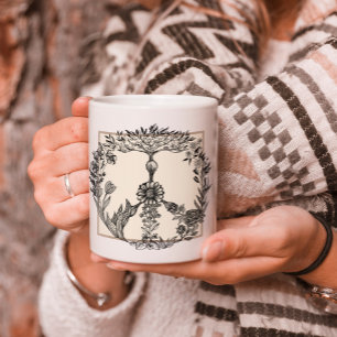 Caneca De Café Arte de Flórida de Desenho Floral de Paz Boho Hipp