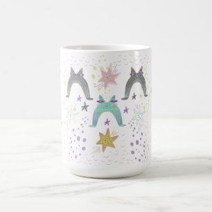 Caneca De Café arte de gato arco-íris