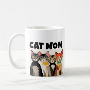 CANECA DE CAFÉ ARTE DE GATO MOM COLORIDO