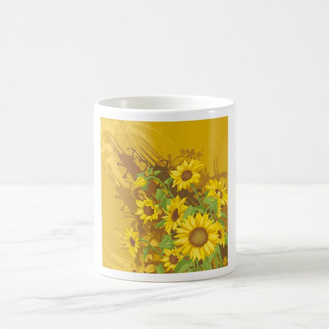 Caneca De Café Arte de Girassol Grunge Negrito Rústico Floral Ama (Criador carregado)