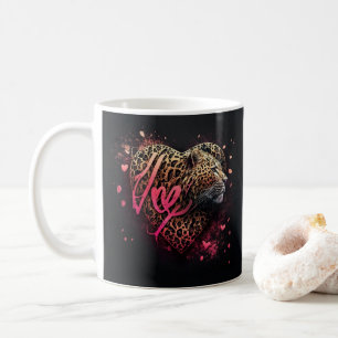 Caneca De Café Arte de Grafite de Amor Coração de Leopardo